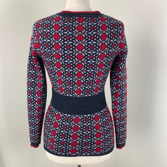 Neve Merano Wool Ski Sweater M Front Zipper Red White Blue Excellent Condition - Picture 5 of 16